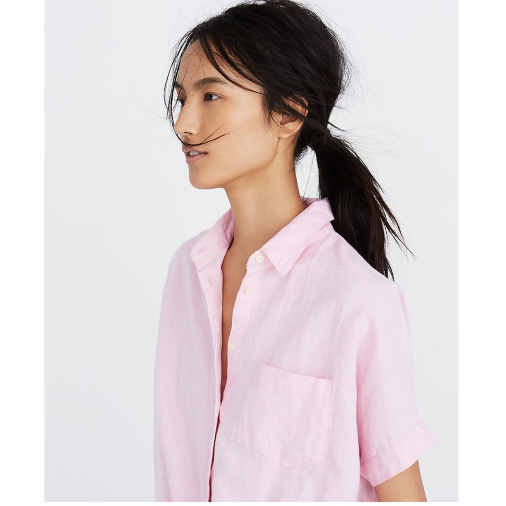 MADEWELL Sm. Short Sleeve Tie Front Top Paris Pink - Picture 5 of 7